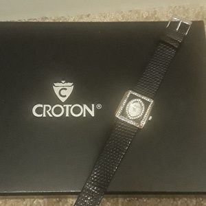 EUC Croton crystal watch with 5 leather bands